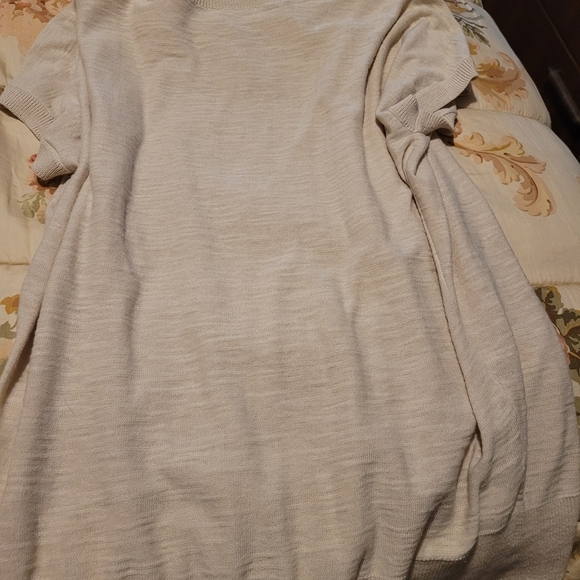 Cream Lightweight  Short Sleeve Sweater - Picture 4 of 5